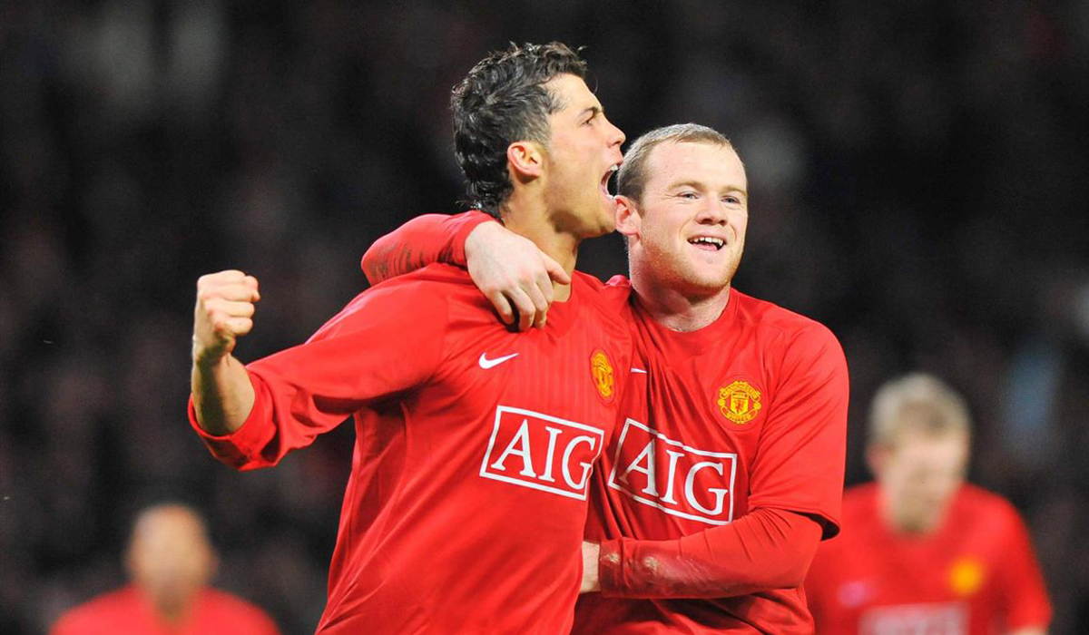 Wayne Rooney with Cristiano Ronaldo